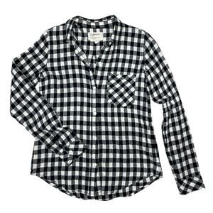 Current / ElliottWhite Black Plaid Gingham Button Down Shirt Blouse Size XS / 0
